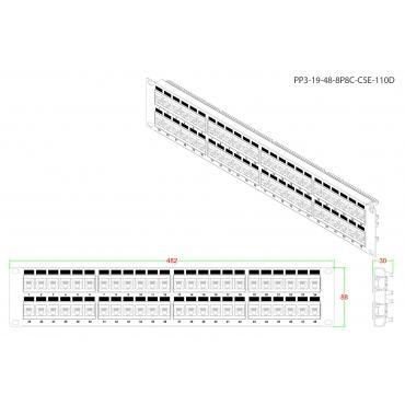 Патч-панель 19&quot; RJ45&gt;IDC110 Lev5e Port 48