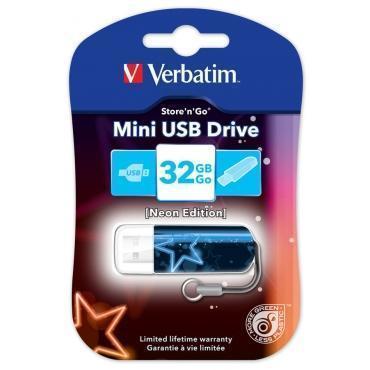 Флеш-диск 32Gb Verbatim Mini Drive Neon Edition USB