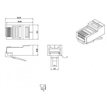 Вилка RJ-45 Lev5+ (для любого кабеля) экран Hyperline