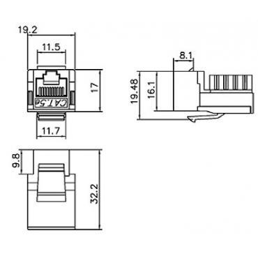 Вставка Hyperline Keystone Jack RJ-45(8P8C), категория