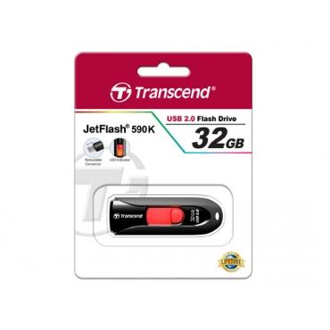 Флеш-диск 32Gb Transcend JetFlash 590K USB 2.0, черный