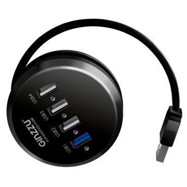 Концентратор(HUB)  4-USB Ginzzu GR-314UB, 4 port(1xUSB3.0+3xUSB2.0