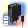 Зарядное устройство сетевое 2x USB, 3.1A, Ginzzu GA-3312UB