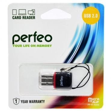 Карт-ридер Perfeo PF-VI-R008 Black, USB 2.0/Micro