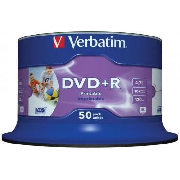 Диск DVD+R Verbatim 4.7Gb 16х Cake Box (50шт) printable