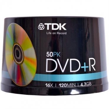 Диск DVD+R TDK 4,7Gb 16x Cake Box (50шт