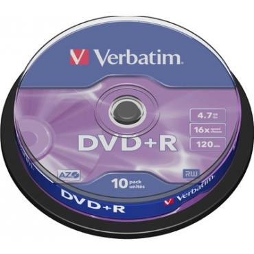 Диск DVD+R Verbatim 4.7Gb 16х Cake Box (10шт